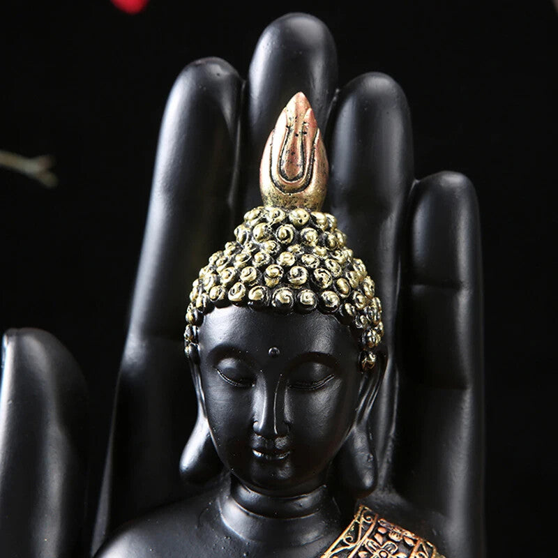 1-Piece Buddha Resin Sculpture Thai Home Decoration Handicrafts Black -