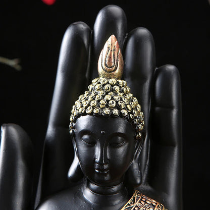 1-Piece Buddha Resin Sculpture Thai Home Decoration Handicrafts Black -
