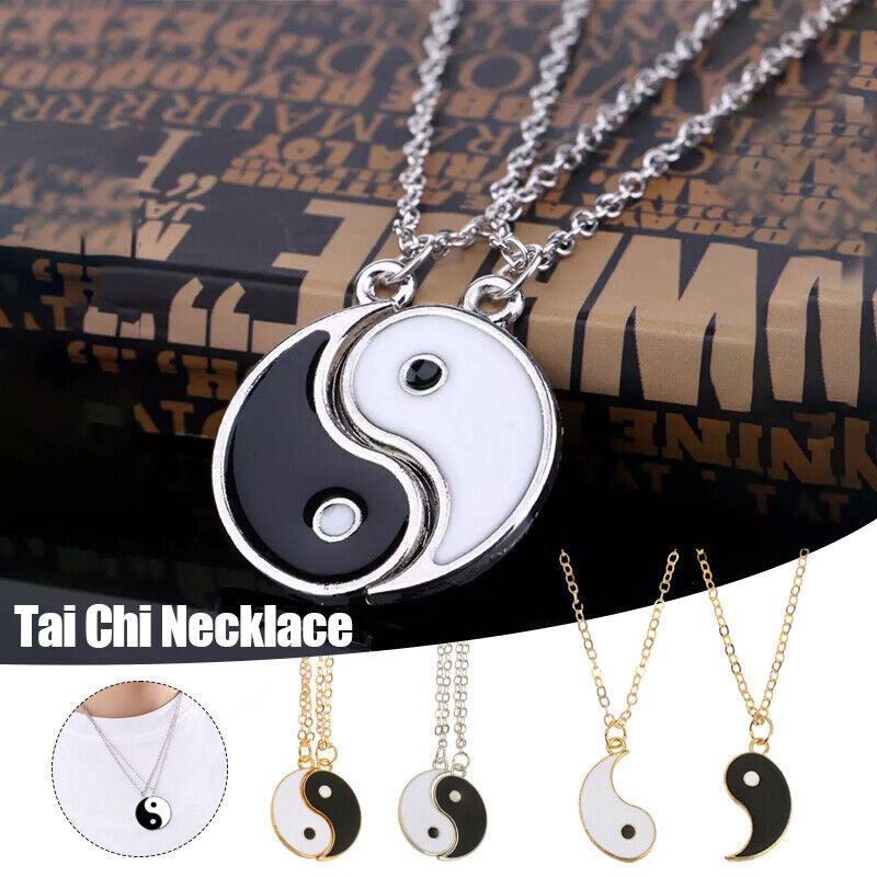 Best Friends Matching Necklace Tai Chi Bagua Yin Yang Pendant Couple Necklace