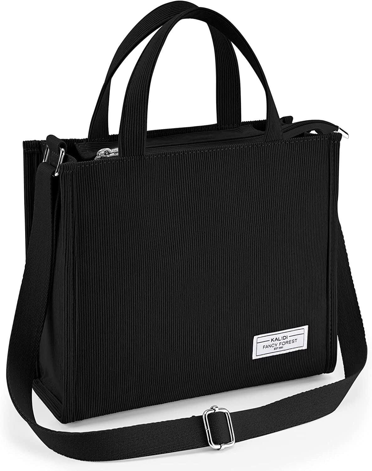 KALIDI Tote Bag for Women Corduroy Crossbody Bag Casual Zipper Tote Fashion Shou