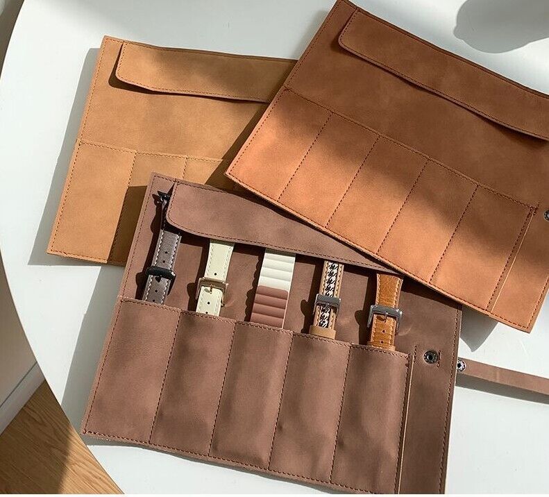 Watch Cases 5 Slots Vintage Frosted Leather Display Roll Travel Organizers Pouch