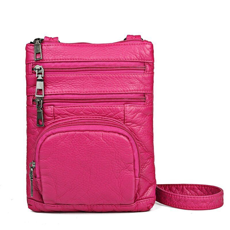 Crossbody Bags Vintage Messenger Bags Multi-pocket Purse Shoulder Bags Leather