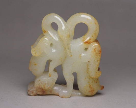 Chinese Hetian Jade Hand Carved Sculpture Exquisite Crane Statue Art Collection