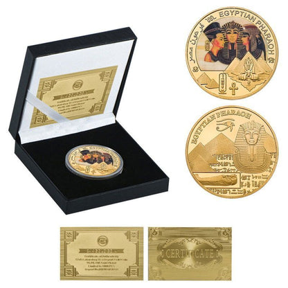 Commemorative Challenge Coins Egyptian Pharaoh Gold Plated Craft Souvenir 1.57in