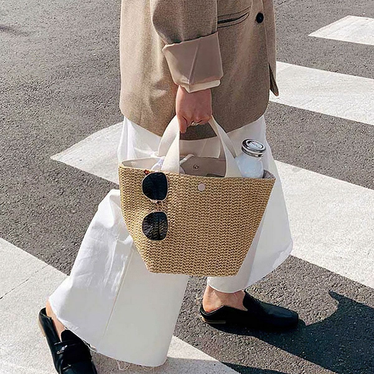 Lady Fashion Wicker Handbag Bags Tote Beach Straw Woven Summer Rattan Basket Bag