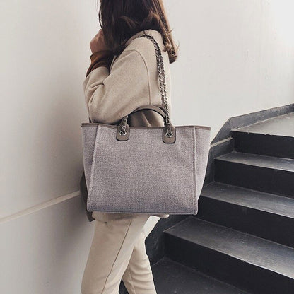 Women Chain Tote Bag Shoulder Bags Beach Canvas Handbags Women's Bag