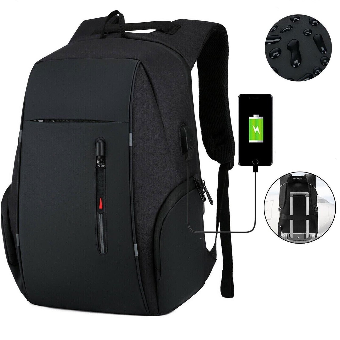 Men Women 17'' Backpack Bookbag School Travel Laptop Rucksack Zip Bag USB Port