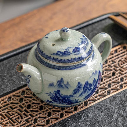Jingdezhen Ceramic Tea Set Retro Landscape Qianli Jiangshan Teapot 260ml