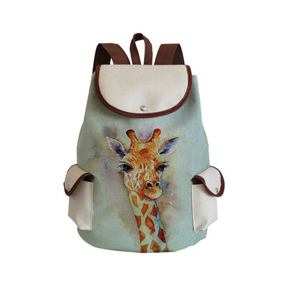 Large Traveling Backpack Watercolor Animal Print Purse Portable Traveling Bags