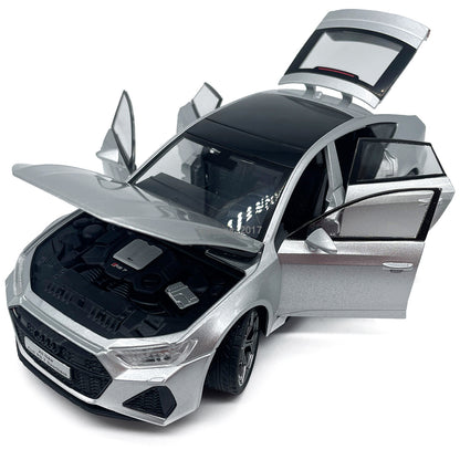 1/24 2024 Audi RS7 Sportback Model Car Metal Diecast Toy Cars Doors Open Silver