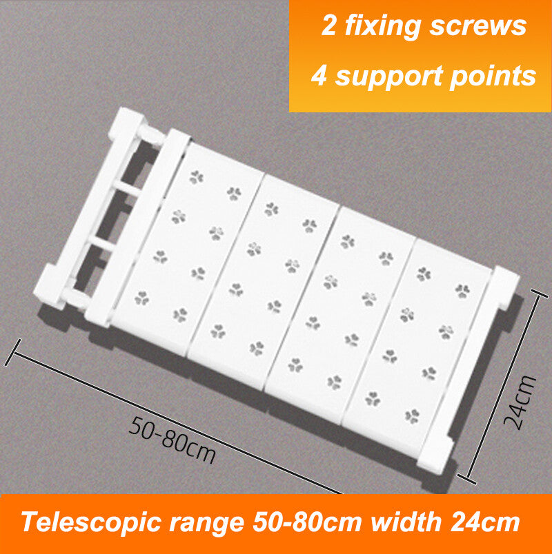 Expandable Tension Shelf Adjustable Rack Hanger Rod Kitchen Organiser Separator