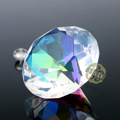 Colorful Crystal Paperweight Cut Glass Giant Diamond Shape Jewel Decor Gift 50mm