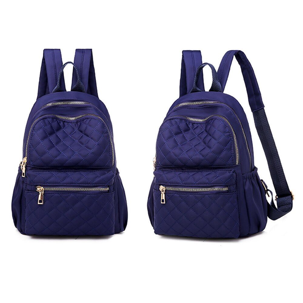Leather Plaid Backpacks Multi Layer Zipper Fashion Shoulder Traveling School Bag