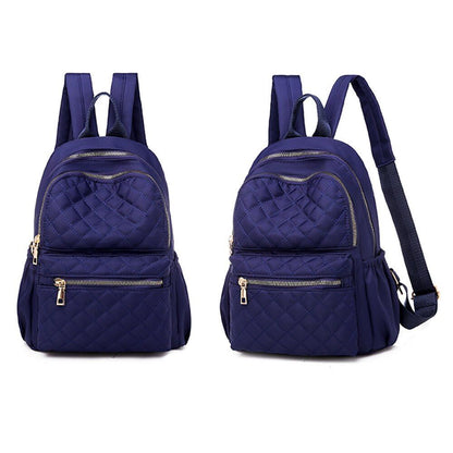 Leather Plaid Backpacks Multi Layer Zipper Fashion Shoulder Traveling School Bag