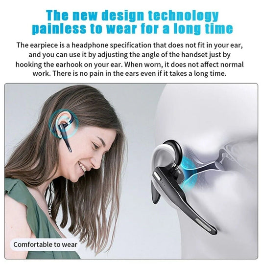 Bluetooth 5.0 Earpiece Wireless Headset Noise Cancelling Earbuds Driving Trucker