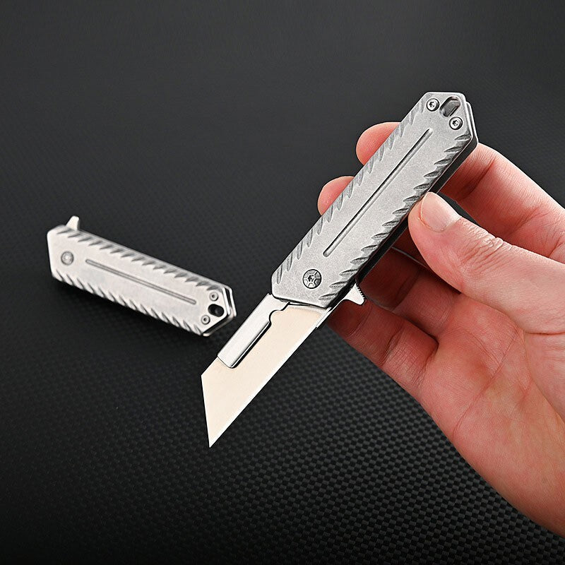 Heavy Steel Handle Folding Pocket Knife Cutter Carving Tool Outdoor Knife EDC
