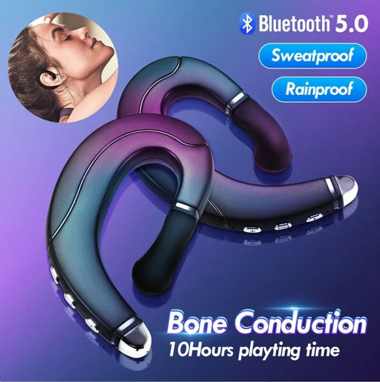 1Pair Bone Conduction Headset Bluetooth 5.0 Wireless Sport Ear Hook Headphones