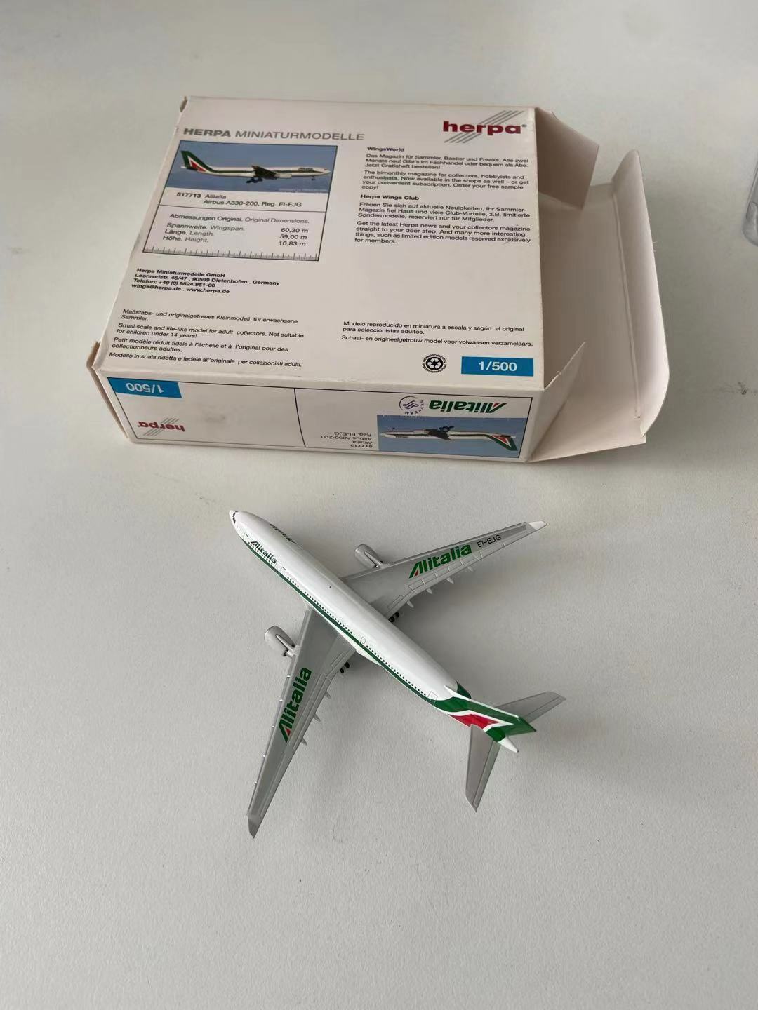 1:500 Herpa Alitalia AIRBUS A330-200 Passenger Airplane Diecast Plane Model