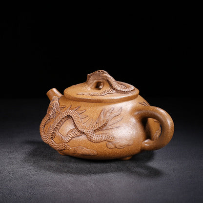 Chinese Yixing Zisha Clay Handmade Exquisite Teapot （龙石瓢 底款：曼希陶艺）