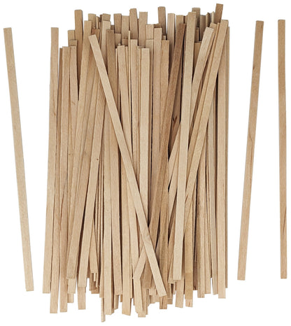 100 Wooden Stir Sticks, 5.5-inch Length, Disposable and Biodegradable