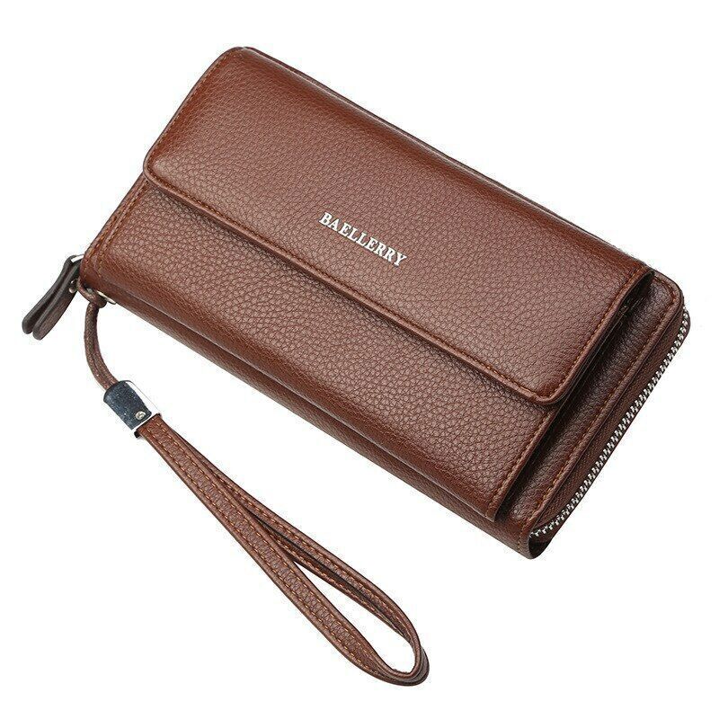 Long Leather Wallet Men Phone Clutch Bag Coin Purses Credit Card Zip Blocking