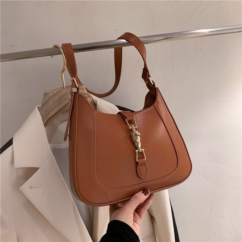 Hasp Lock Underarm Textured French Shoulder Bag 26*6*21 CM Polyester Purse 1 PC