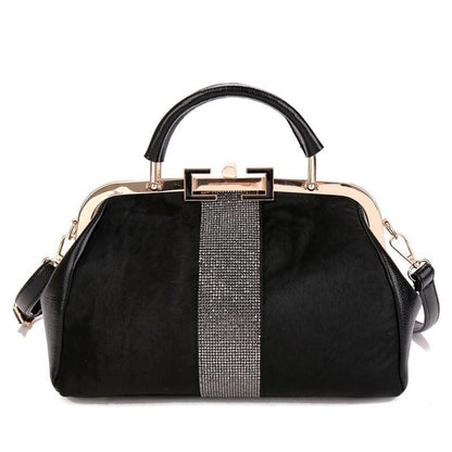 Vintage Fashion Shell Lock Bag Shoulder Crossbody Velvet Totes Handbags Purses