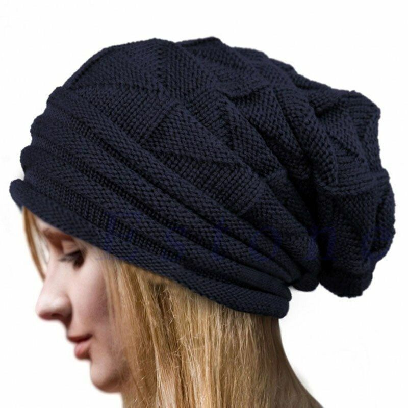 Unisex Knitted Baggy Beanie Cap Oversized Winter Warm Wool Hat Outdoor Hiking