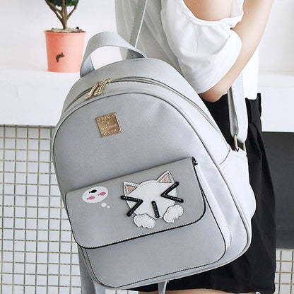 Small Black Backpack Traveling Backpack Women Synthetic Leather Shoulder Bag 1PC