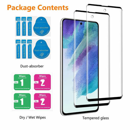 For Samsung Galaxy S21 FE 5G Case, 360 Shockproof Leather Cover + Tempered Glass