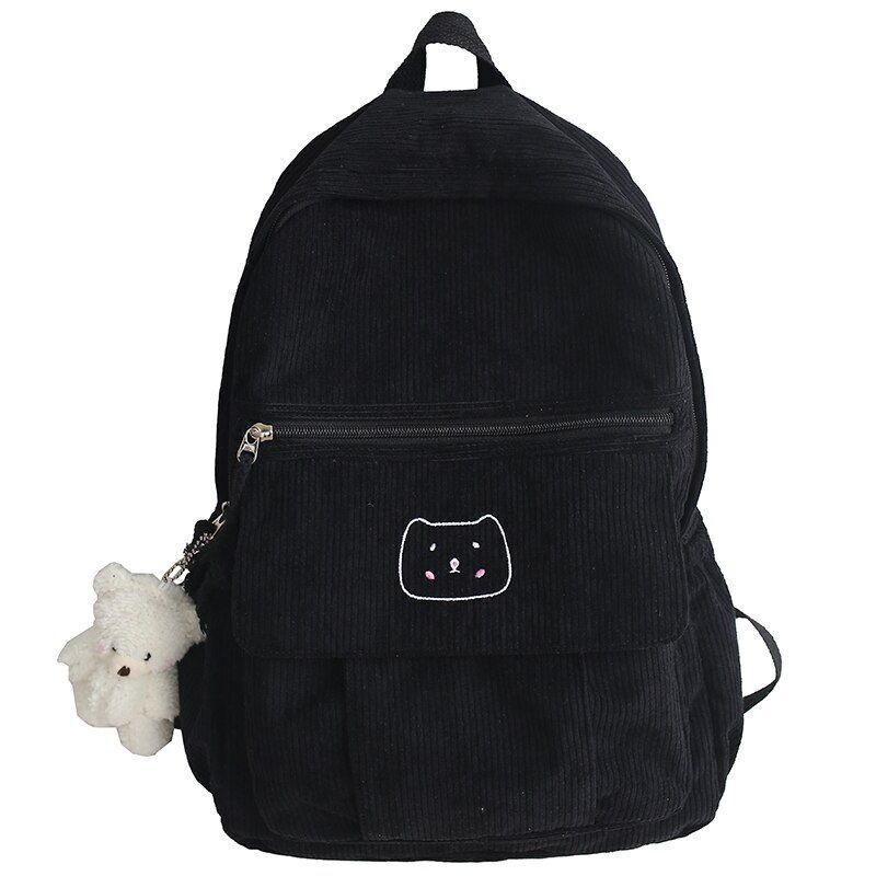 Corduroy Backpack Student Schoolbag Traveling Shoulder Bags 29*12*41cm Pink Blue