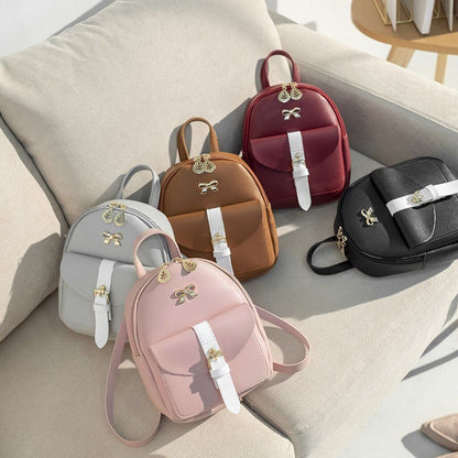 Mini Backpack Synthetic Leather Small School Bag Bow-knot Hollow Purse 17*8*19CM