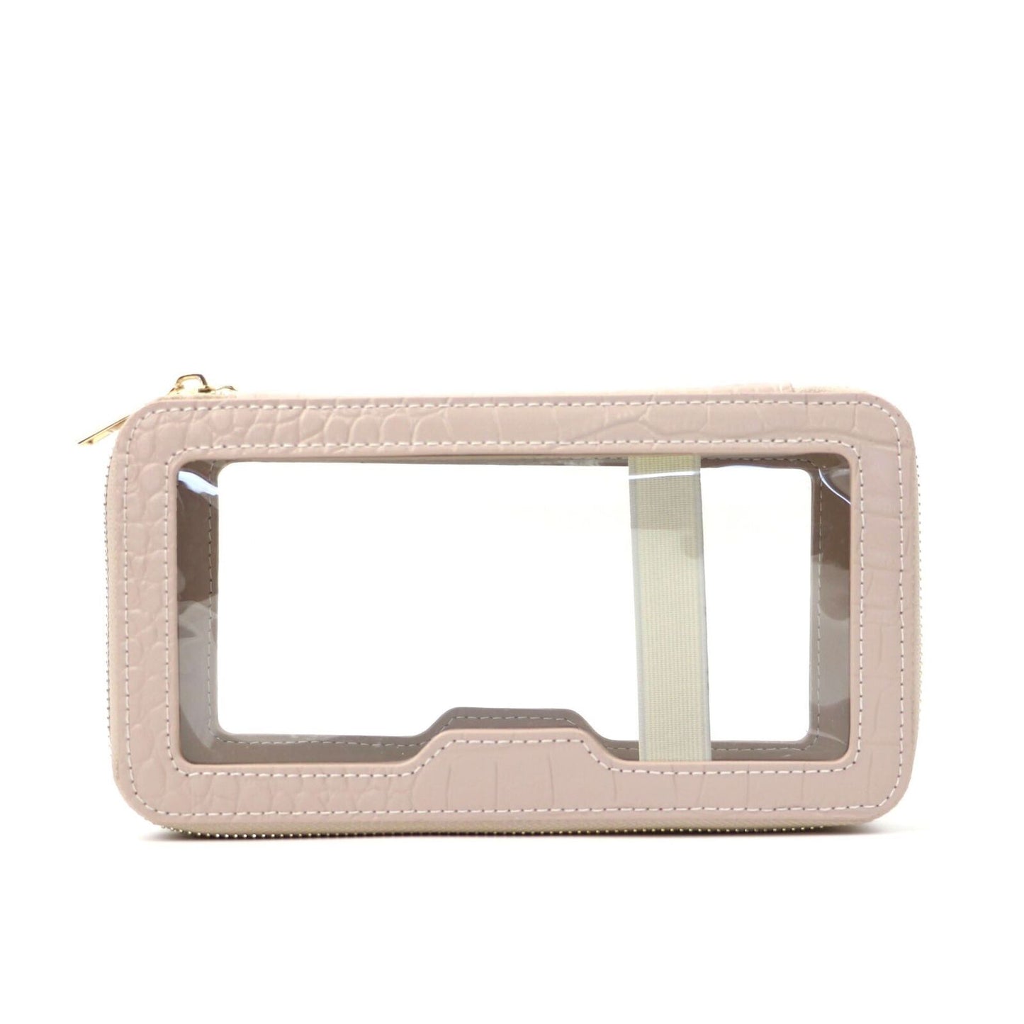Leather Travel Cosmetic Bag Waterproof Makeup Storage Bag Clear 21.5*8*11.5 CM