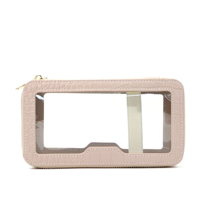 Leather Travel Cosmetic Bag Waterproof Makeup Storage Bag Clear 21.5*8*11.5 CM