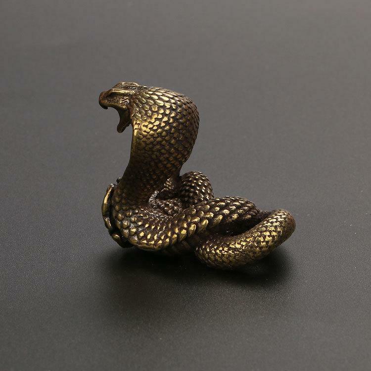Antique Solid copper cobra figurine brass statue bronze snake sculpture tea pet