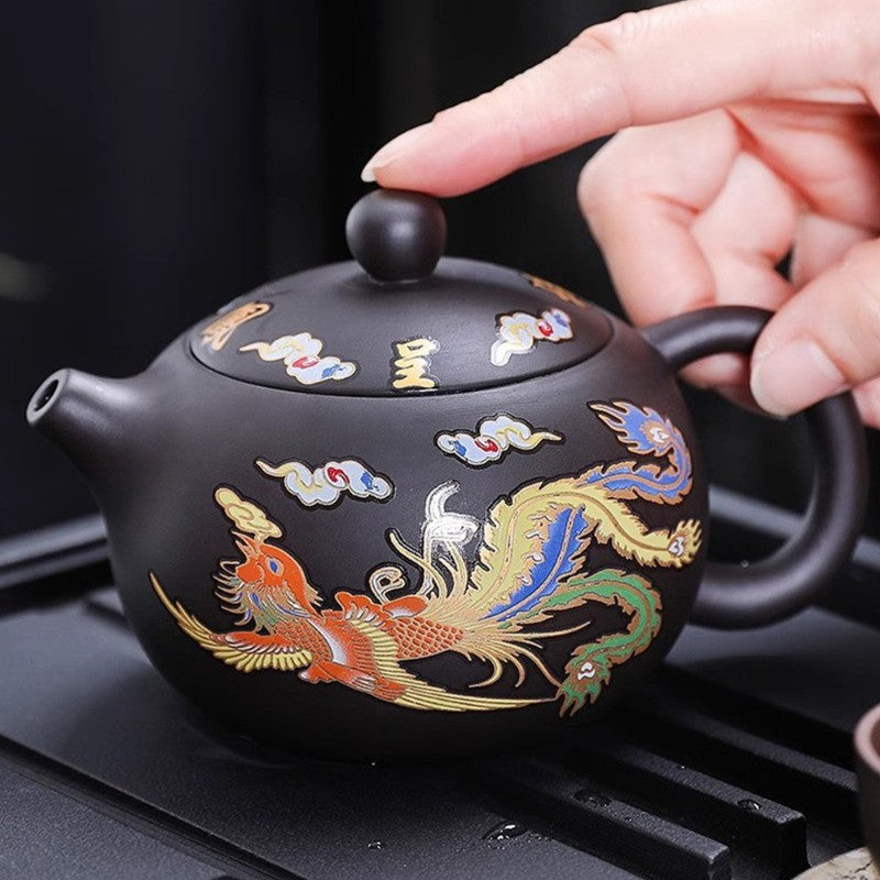 Color Changing Teapot Zisha Chinese Dragon Phoenix Teapot Purple Sands Teapot