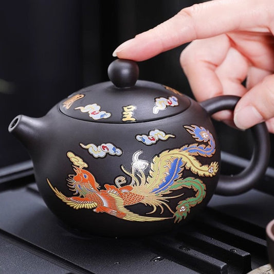 Color Changing Teapot Zisha Chinese Dragon Phoenix Teapot Purple Sands Teapot