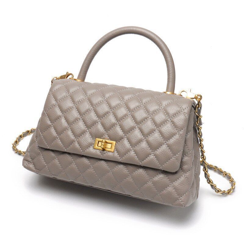 Cowhide Pebbled Bag Fashion Embroidery Thread Versatile Leather Chain Crossbody