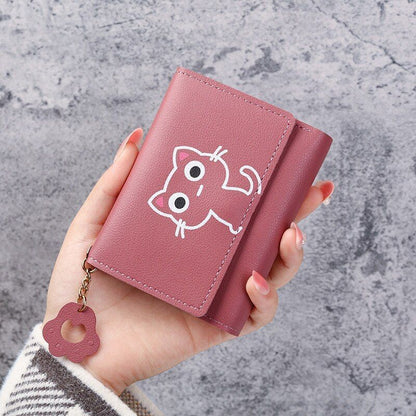 Wallet Cute Short Wallet Leather Small Purse Money Bag Card Holder 11.5x2x9 cm