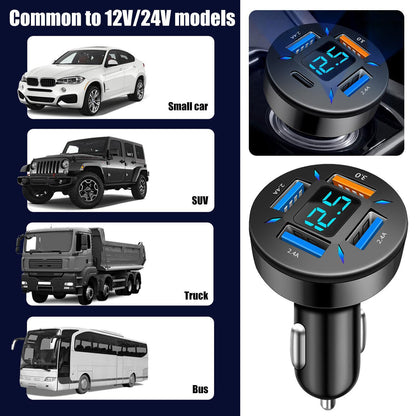 Dual 4 USB Port Fast Car Charger Adapter For Apple iPhone 14+ 13 mini 12 Pro Max