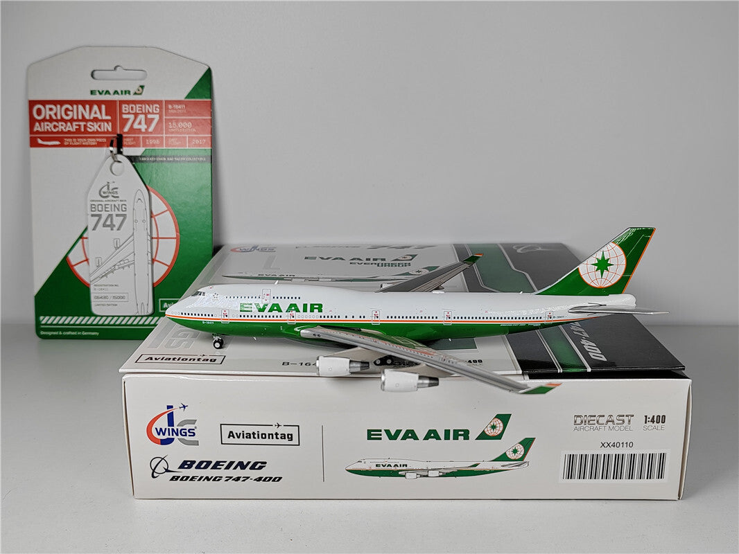 1:400 JC Wings EVA AIR BOEING B747-400 Passenger Airplane Diecast Aircraft Model