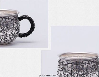 999 Sterling Silver Tea Cup With Handle Certificate Paper Health Care Handmade