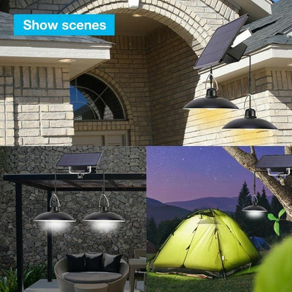 LED Solar Pendant Light Outdoor Indoor Power Lamp Line Bulb Shed Lighting Home