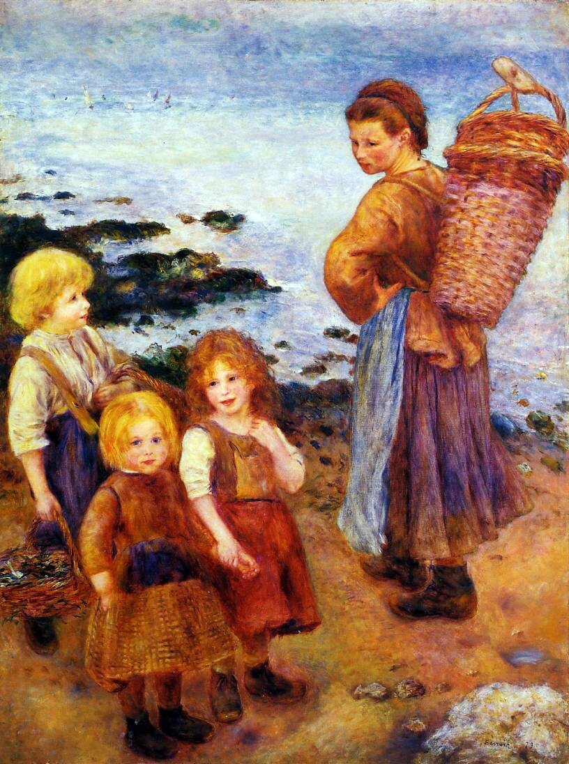 Oil painting Mussel-Fishers-at-Berneval-1879-Pierre-Auguste-Renoir-Oil-Painting
