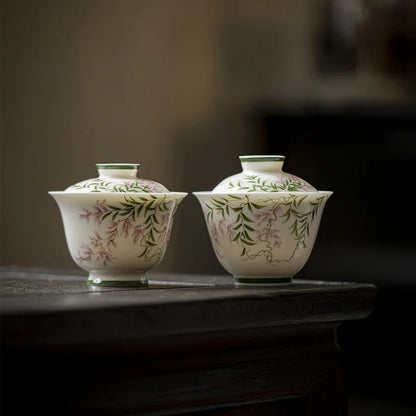 Hand Painted Gaiwan Set for Tea TureenTeaware Cup Chinese Bowls Tea Ceremony