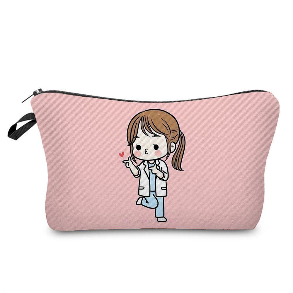 Nurse Pattern Cosmetics Bags Printed Makeup Purse Fashion Toiletry Storage Bags