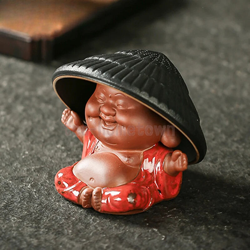 Creativity Purple Clay Tea Pet Ornaments with Tea Strainer Monk Buddha Figurine