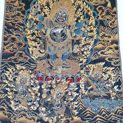 Nepal Thangka Mahakala Wall Hanging Tibetan Embroidery Buddha Art 60*40cm