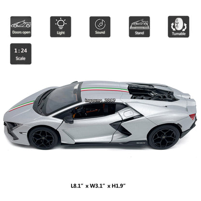 1/24 Lamborghini Revuelto Model Car Diecast Toy Vehicle Toys for Kids Silver