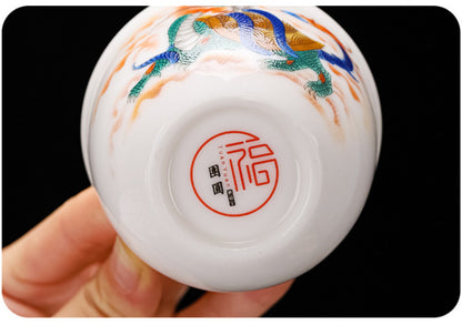 150ml Jade Porcelain Kung Fu Tea Cup Creative Pattern Dragon Tiger Teacups